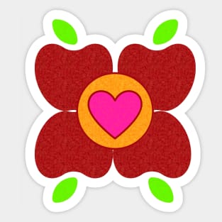 Pink Heart Flower Fruit Art Sticker